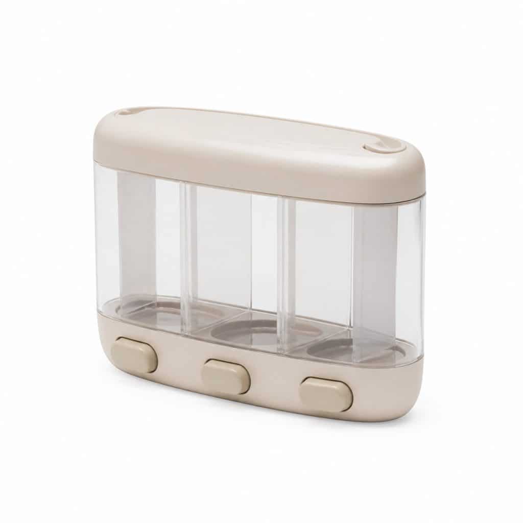 Distributeur doseur nomade 3 compartiments présenté seul