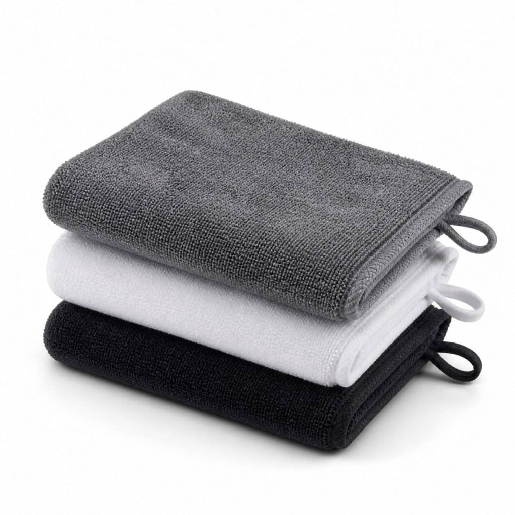 Gants de toilette microfibre lot de 3 présenté seul