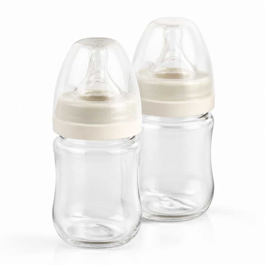 Lot de 2 biberons verre 120 ml présenté seul