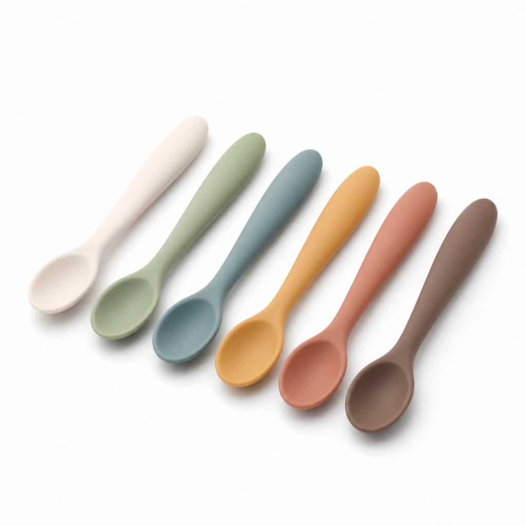 Set de cuillères de première diversification silicone présenté seul
