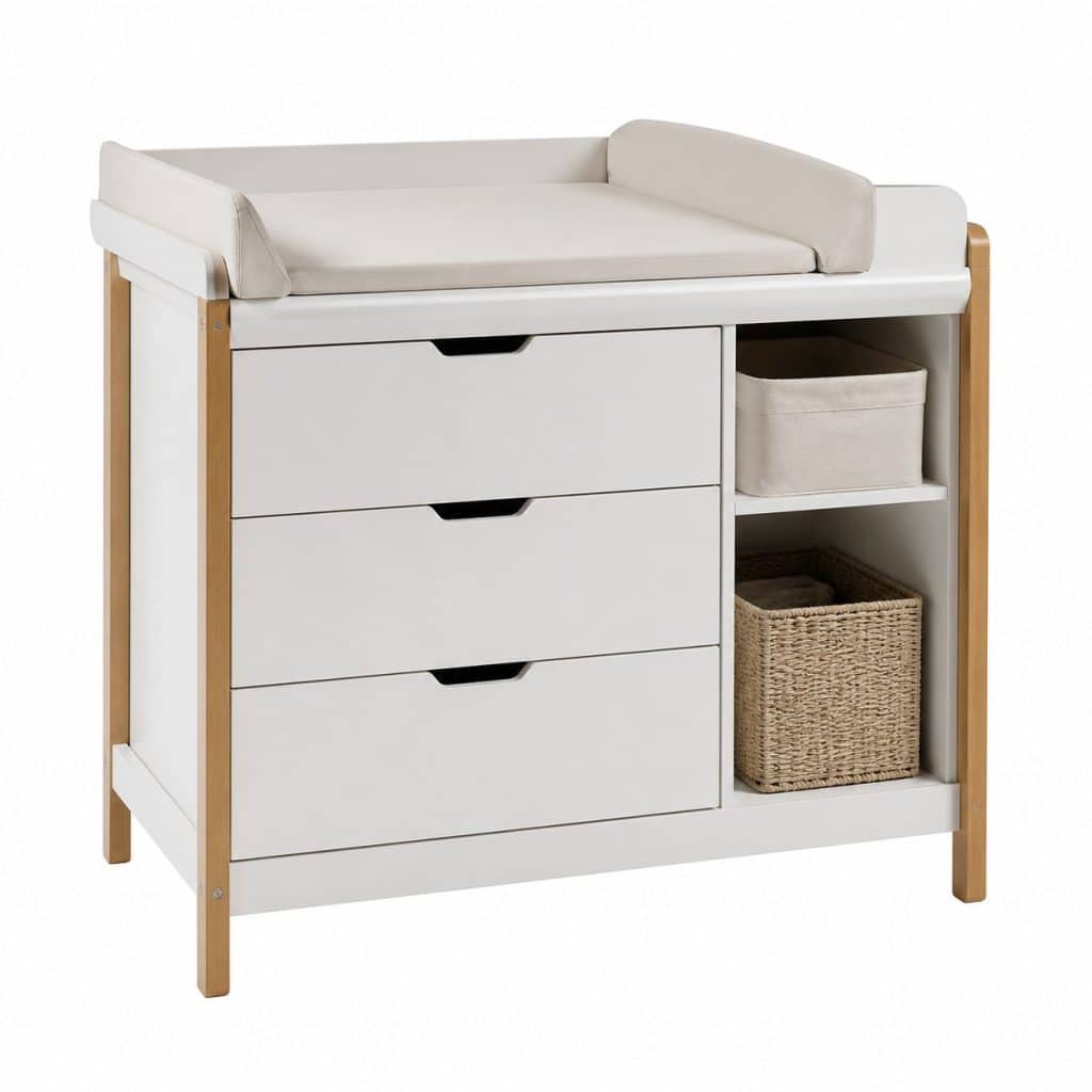 Table à langer commode avec rangements présenté seul
